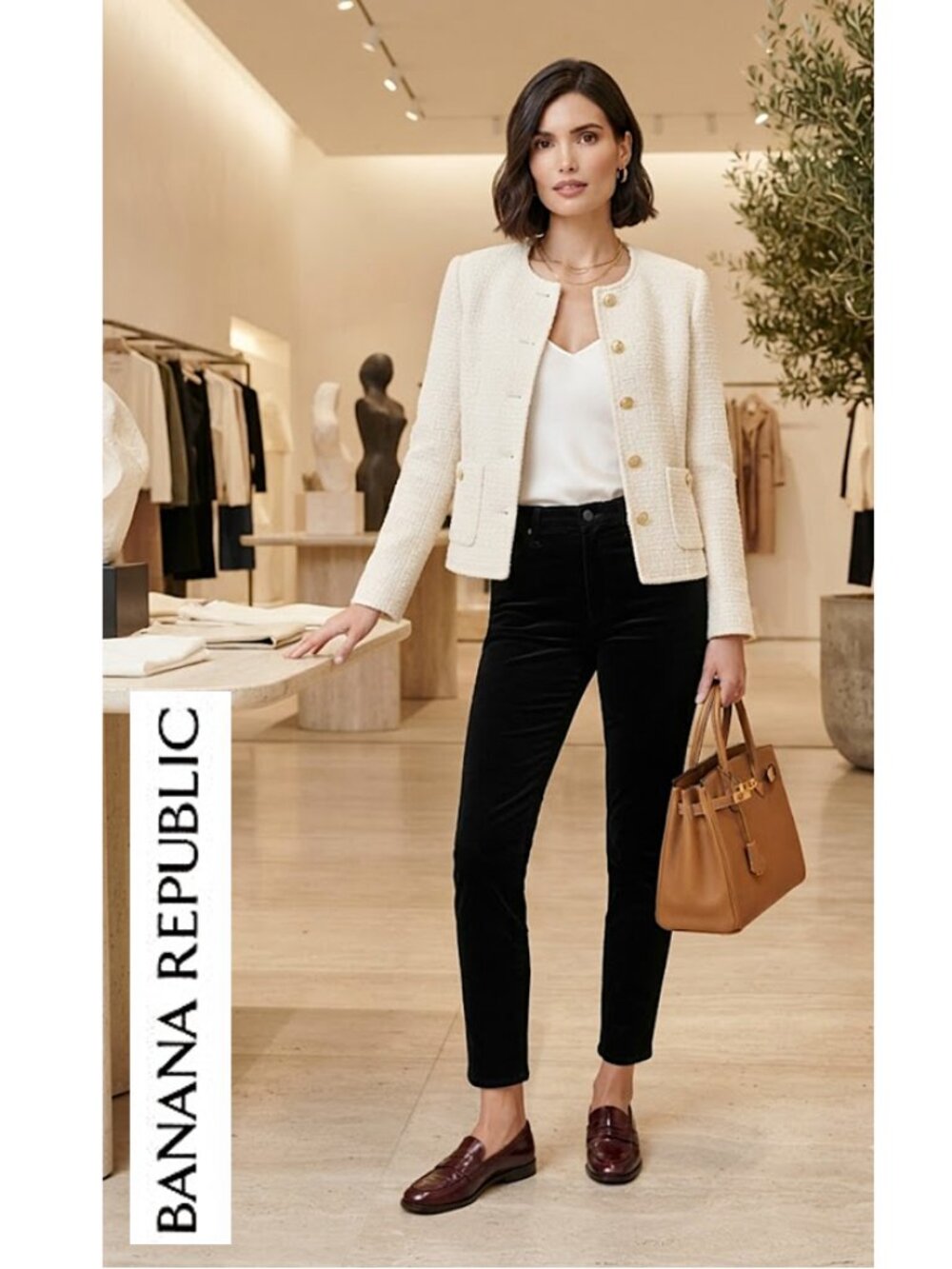 BANANA REPUBLIC - Black ankle length velvet pants